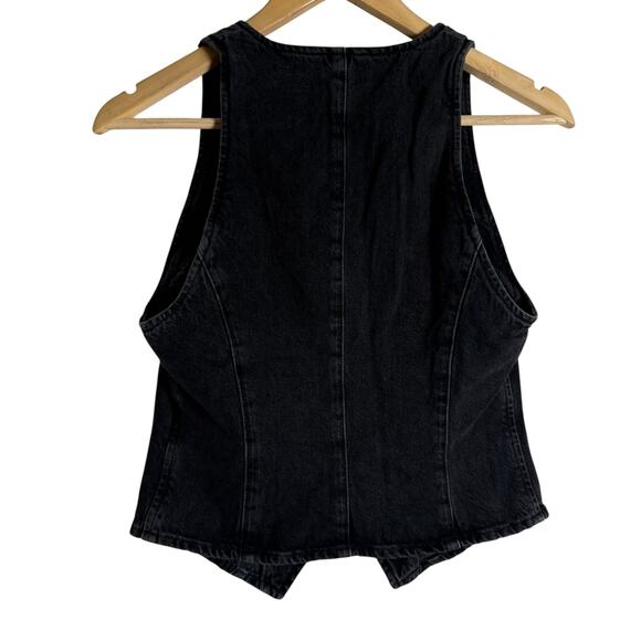 Agolde Heller Sleeveless Black Denim Button Front Structured Vest Spider XS - Picture 10 of 12
